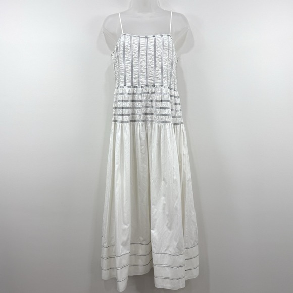 Taylor Dresses & Skirts - Saylor Adalene Midi Dress L Pinstripe Euro Summer Chic Beachy Smocked Clean Girl